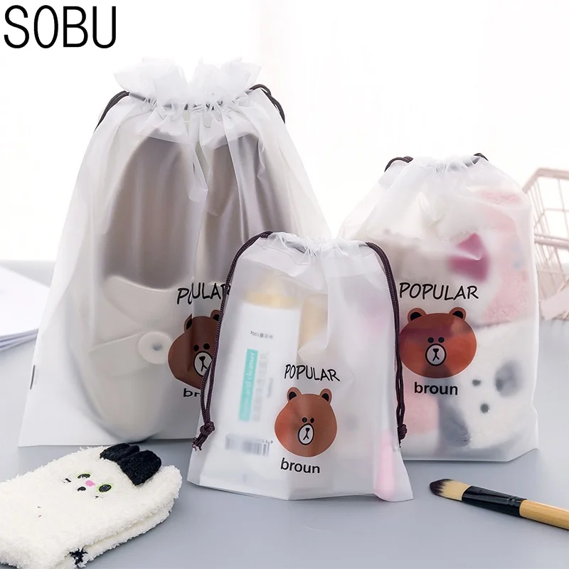 الكرتون الدب شفافة السفر التجميل حقيبة حافظة للمكياج النساء تجميل ضد الماء الجمال غسل المنظم أدوات الزينة تخزين عدة مربع