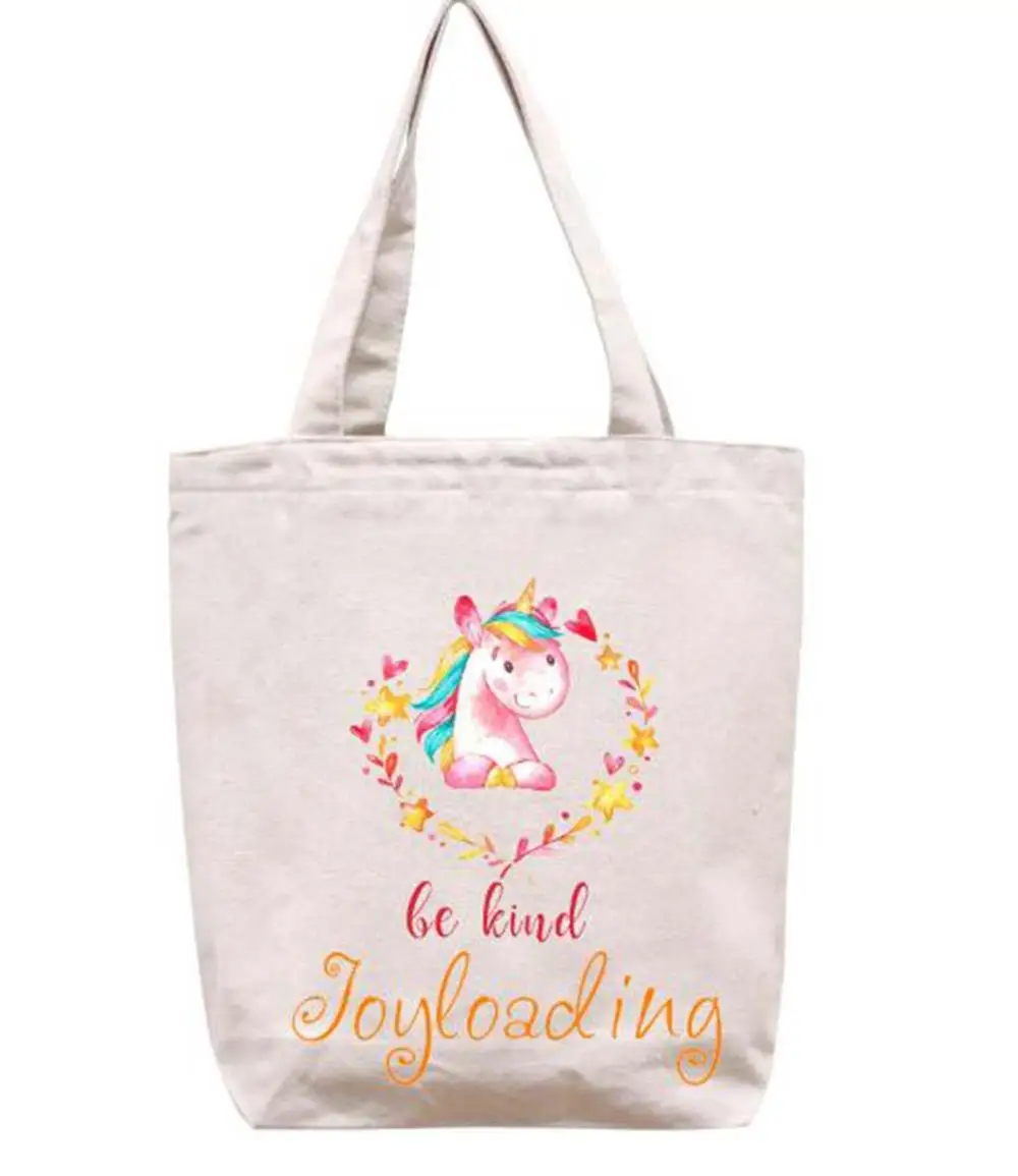 Joyloading Холст мультфильм милый Единорог Дизайн многоразовые Бакалея хозяйственная сумка на молнии Застежка складная сумка - Цвет: Небесно-голубой