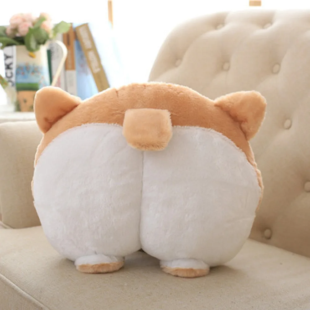 

MUQGEW 25cm Fashion Cute Novelty Corgi Bottom Car Seat Neck Pillow Dog Buttocks Headrest Cushion Plush Toy Soft and comfortable