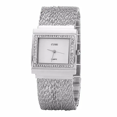 Relógios de Luxo Pulseira de Relógios de Quartzo Relógios de Pulso Cussi Mulheres Retângulo Strass Senhoras Moda Relógio Feminino A188