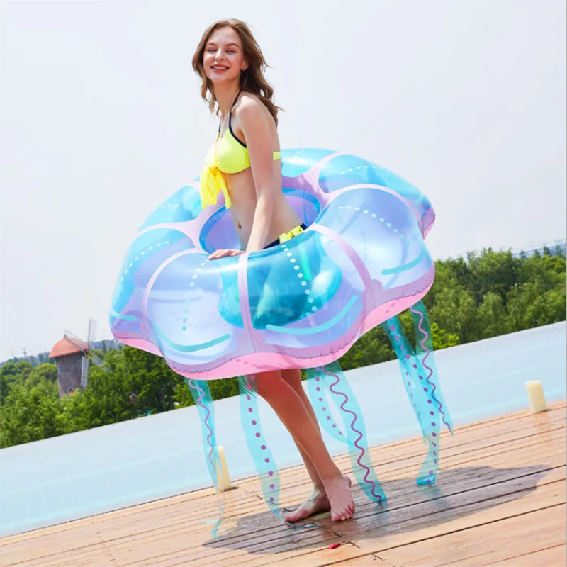 

Inflatable Jellyfish Swim Ring Large Size Inflatable Purple Jellyfish Floating Row Women Pool Float Adult Child Swimming Circle