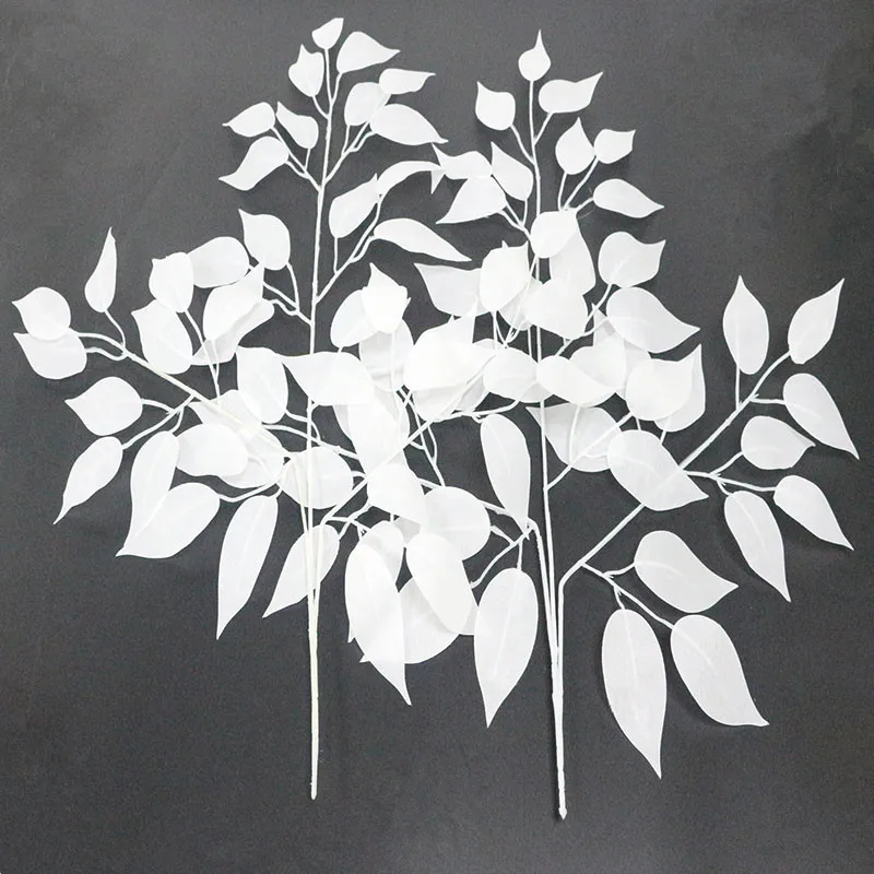 Flone Artificial Maple Leaf Branches Fake Maple Plant White Leaf Tree Branches Fake Flower Leaves Wedding Party Decor Plant  (7)