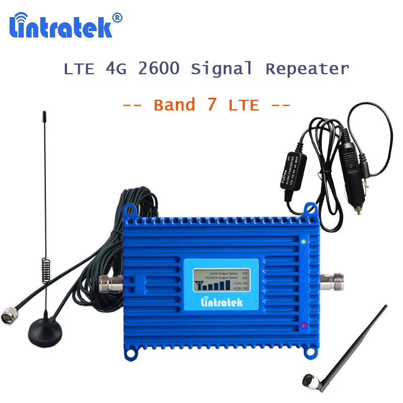 

Lintratek 4G LTE 2600mhz Car Repeater Band 7 + Antenna LCD Display Cellphone Signal Amplifier AGC Network FDD 4g Booster kit S00