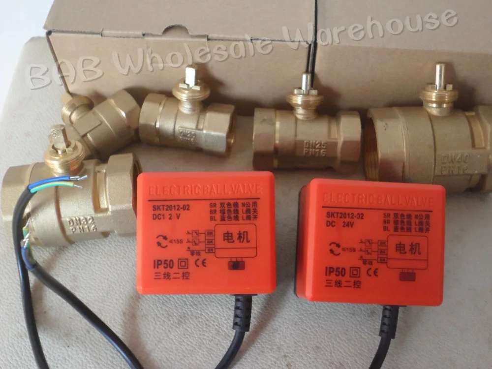 DC24V DC12V DN15(G1/") до DN50(G2") 2 way 3 провода латунь Электрический привод моторизованный шаровой клапан для солнечного водонагревателя катушки вентилятора