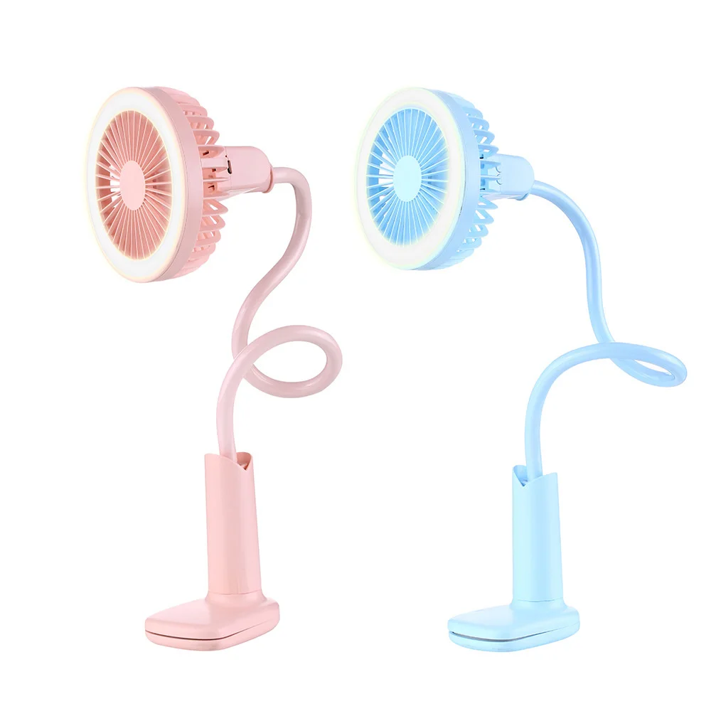 

Cooling Summer LEDlight 1200mAh USBRechargeable Clip Fan Portable Mini Fans Can Clip in Desk Baby Carrier Tents Students Domitry