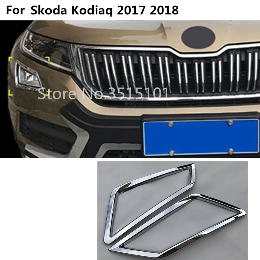 

Car body head front fog light lamp frame stick styling ABS Chrome cover trim 2pcs For Skoda kodiaq 2017 2018 2019