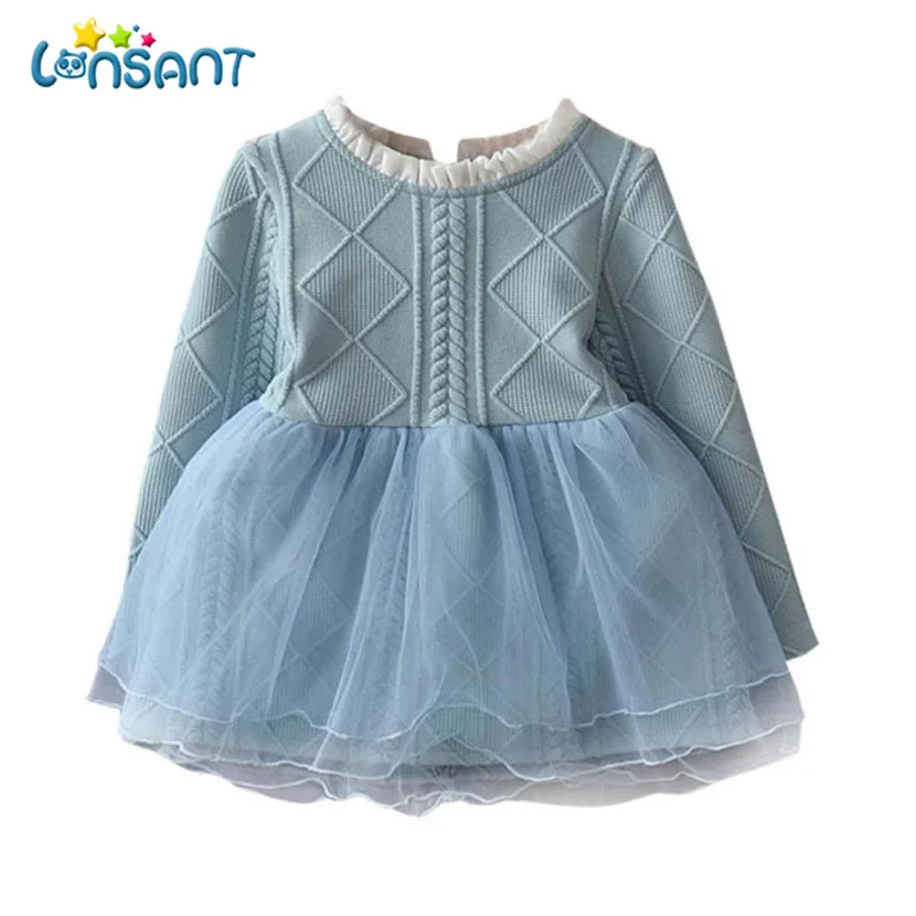 

LONSANT 2018 Winter Baby Girls Knitted Sweater Dress Fashion Cute Vestido Roupa Infantil Menina Patry Dresses Dropshipping