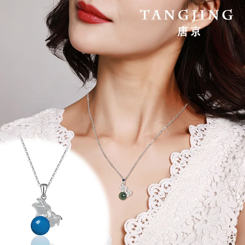 

2019 Real Asg Cluci Cage Pendants Tang Jing Natural Mexican S925 Inlaid Pendant With Collarbone. Lady Chain Necklace Gift Box