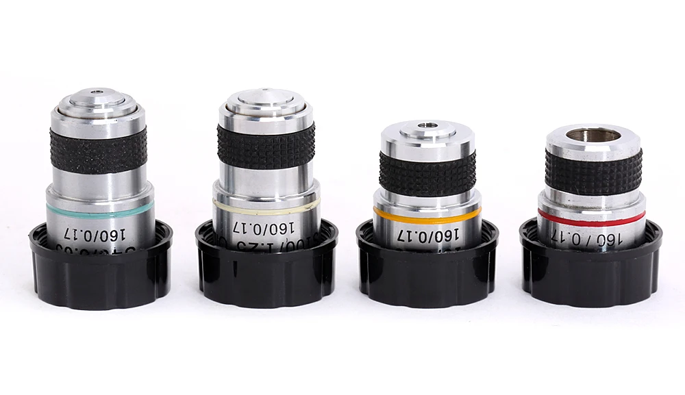 Biological Microscope Set Achromatic Objective Lenses 4X 10X 40X 100X