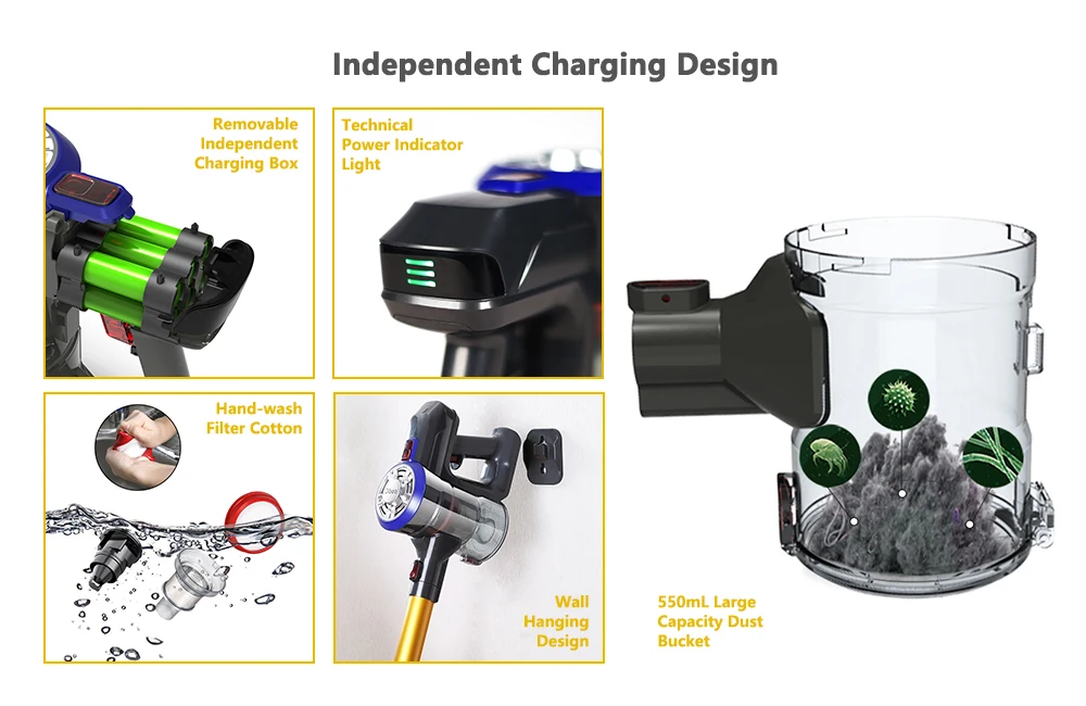 Dibea D18 2 в 1 ручной беспроводной пылесос сильный всасывающий пылесборник беспроводной пылесос с настенной подвеской