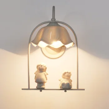 

Crystal ceramics Wall Lamp Angel Resin Glass Stairs Aisle Lights Led wall light retro indoor lighting bedroom bedside lamp