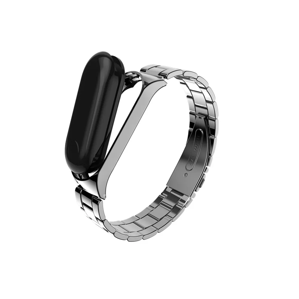 Браслет из нержавеющей стали для Xiaomi Mi Band 4 сменный черный ремешок без винтов