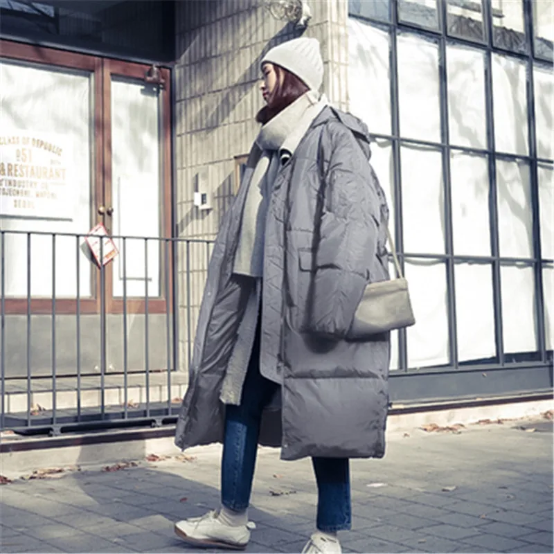 Женские зимние куртки больших размеров, длинное теплое пальто, свободный стиль, Женская парка Winterjas Dames Abrigos Mujer Invierno XH419 - Цвет: Серый