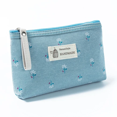 Холщовые с застежкой-молнией косметичка Небольшой мыть мешок сумка органайзер для путешествий случае Студент Ручка Портативный кошелек Красота Макияж сумка - Цвет: Blue