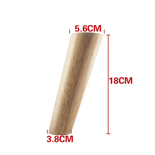 4Pcs Height10-30cm Solid Wood Furniture Legs, Inclined Cone Sofa Bed Cabinet Table and Chair Replacement Feet Sloping Feet 18cm