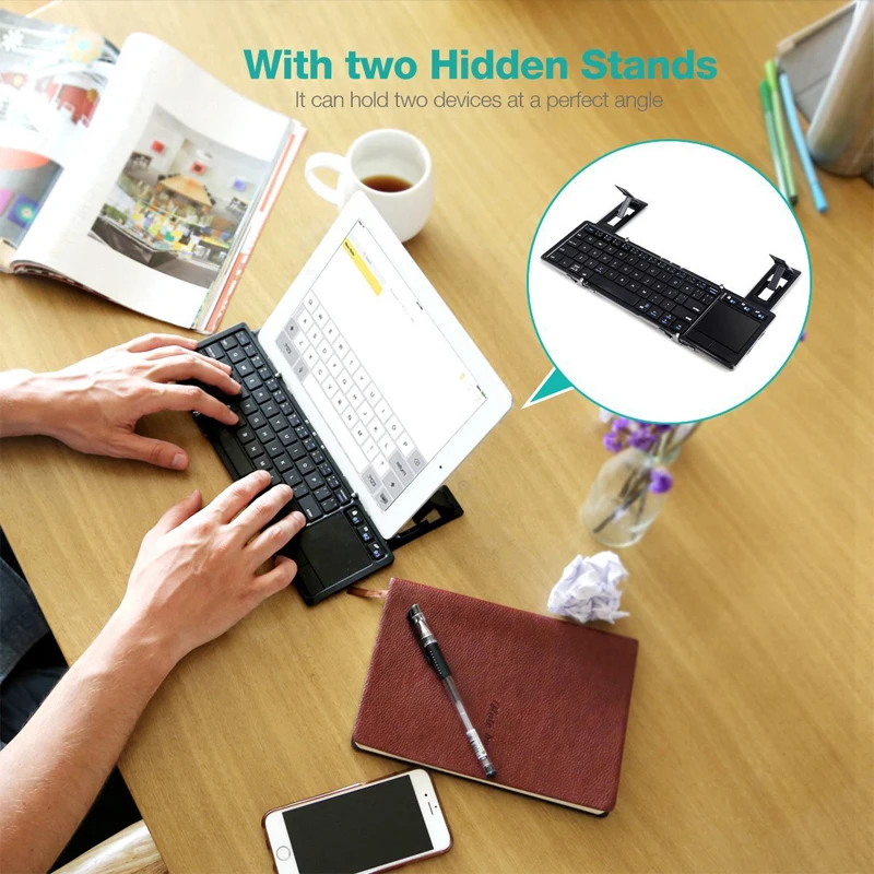 6 Folding Keyboard with touchpad and stand