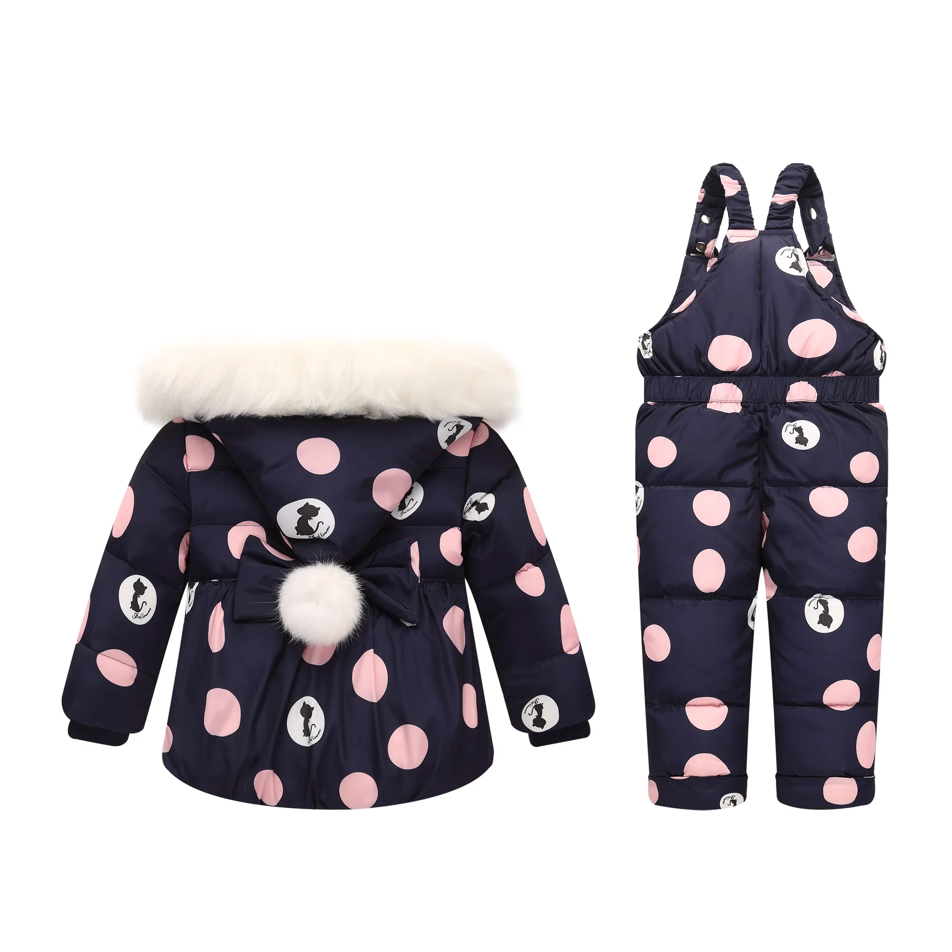 ZOETOPKID-30 градусов Россия Зима детский комплект одежды для девочек пуховик пальто + комбинезон для 1-4 года Дети Детские Детский Зимний костюм
