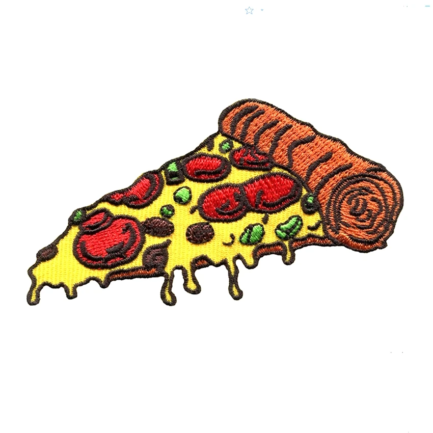 

2018 Parches 2 Pieces Pizza Slice Iron On Patch Fabric Applique Italian Food Motif Children Decal 3.4 X 1.9 Inches (8.5 4.8 Cm)