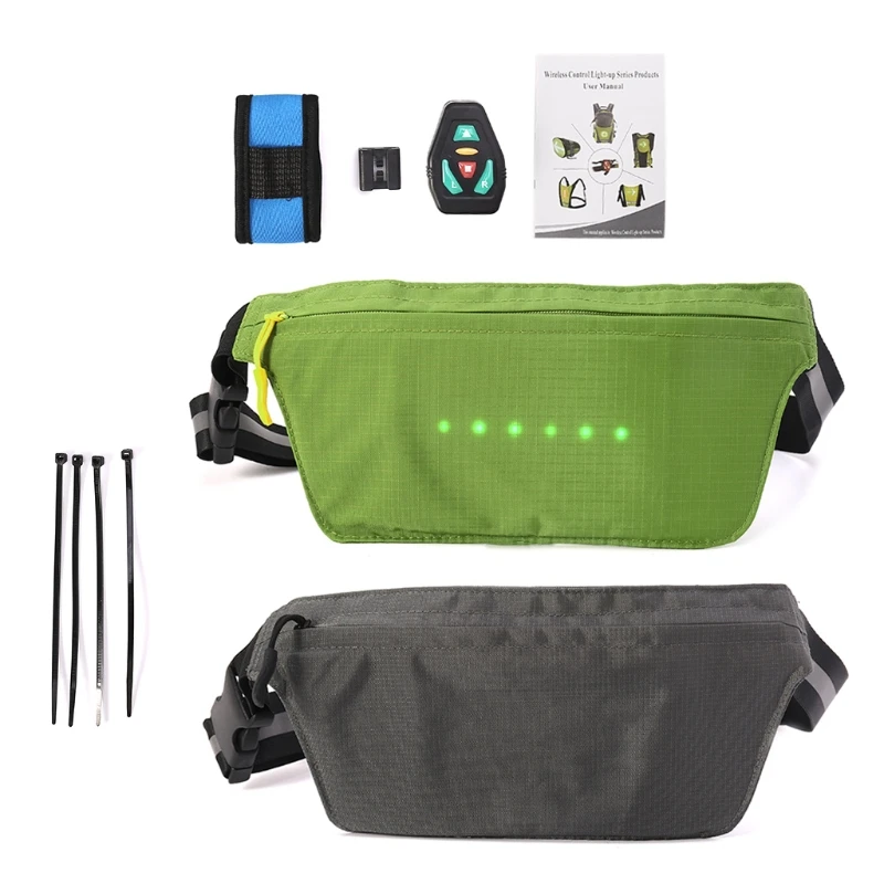 

1PC Cycling Waist Bag Turn Signal Warning Bicycle Light Safety Night Remote Control
