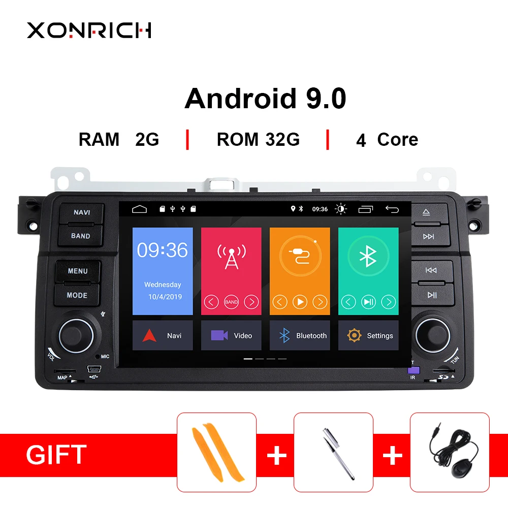 Xonrich AutoRadio 1 Din Android 9.0 Car DVD Player For BMW E46 M3 318/320/325/330/335 Rover 75 1998-2006 GPS Navigation BT Wifi