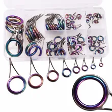 Colored Baitcasting Fishing Rod Guides Double Single Leg Laser Rainbow Ceramic Ring Saltwater Fishing Rod Tip Tops Repair Kit