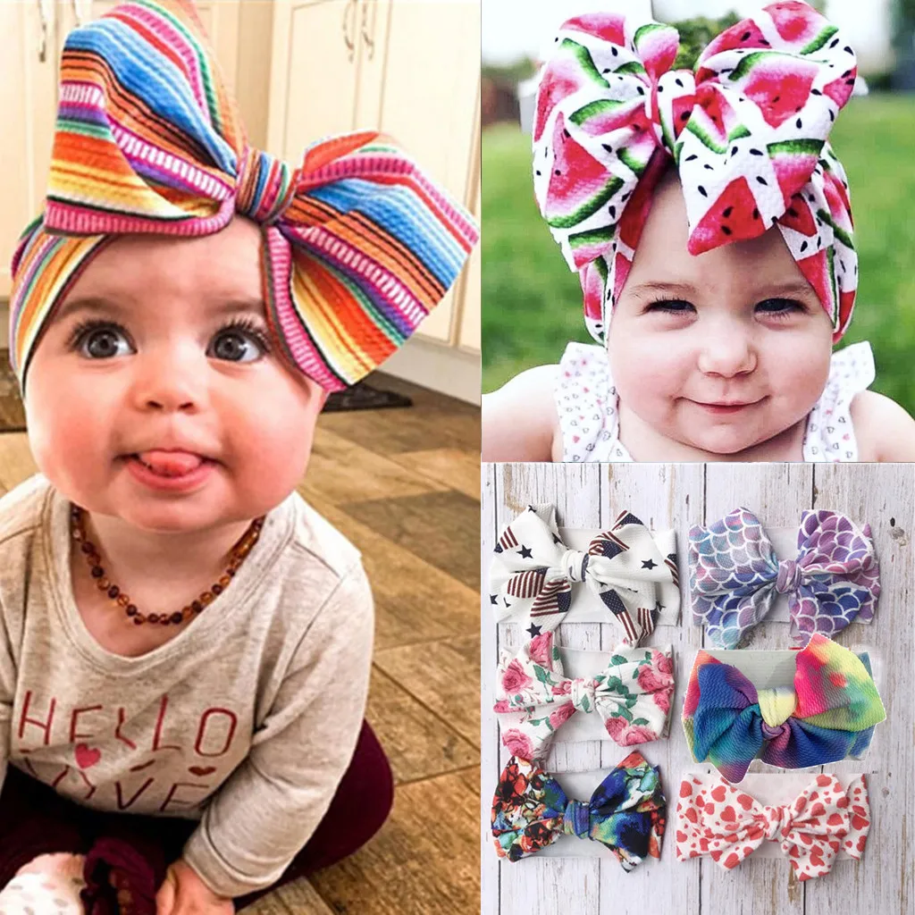 Unisex Infant Baby Hair Ball Multicolor Headband Elastic Bow Design Hair Band