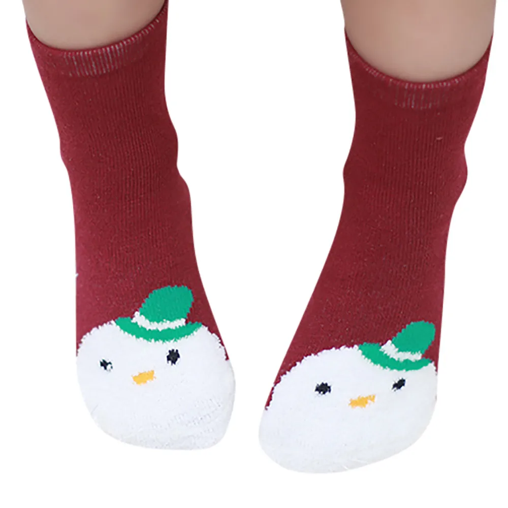 

Newborn Baby Girls Boys Christmas Snowman Medium Socks Anti-Slip Baby Step Socks 27