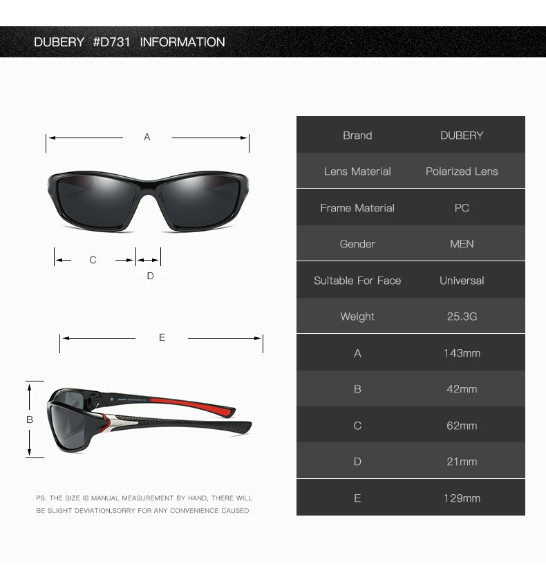 DUBERY Поляризационные солнечные очки ночного видения Для мужчин вождения солнцезащитные очки для мужчин квадратный спортивные фирменные