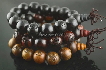 

Mix Color 15mm Carved Words Sanders Sandalwood Wood Beads Bracelets Buddish Mala Jewelry