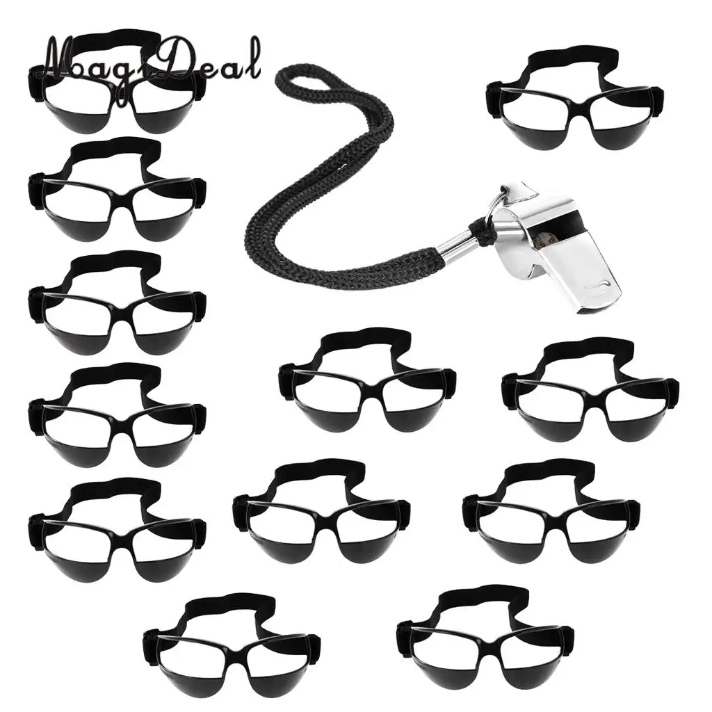 MagiDeal 12pcs Anti Down Basketball Dribble Goggles / Sports Eyewear Specs Training Glasses + 1pcs Whistle