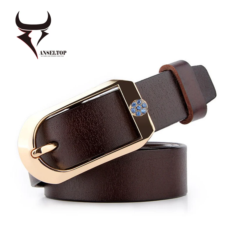 Hot Sale High Quality Womens Belt Cowhide Strap 100% Genuine Leather Belt For Women Pin Buckle 4 ...