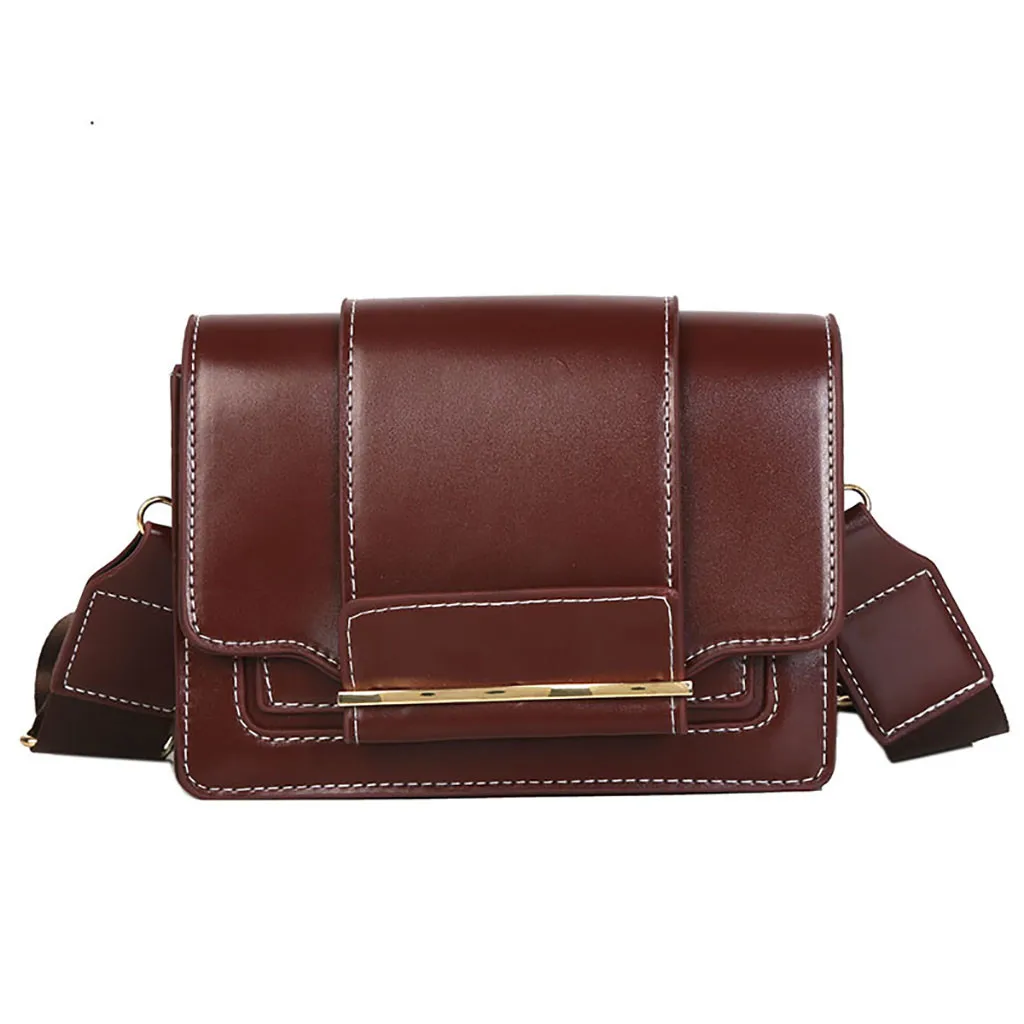 Xiniu Женская винтажная сумка, широкий плечевой ремень, универсальная сумка через плечо, сумка-мессенджер, Повседневная мини кожаная женская сумка-мессенджер# w35 - Color: Coffee