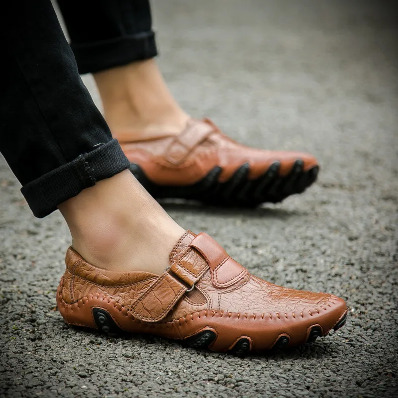 

28-65 Handmade Alligator Leather Men Shoes Casual Breathable Shoes Men Loafers Slip On High Quality