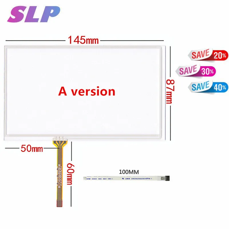 

Skylarpu 6.0" inch 145*87mm 4 wire Resistive Touch Screen Panels for 145mm*87mm GPS Touch screen digitizer panel replacement f