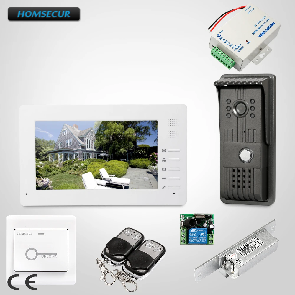 

HOMSECUR 7" Video Security Door Phone Electric Strike Lock Set Included for Home Security XC003+XM706