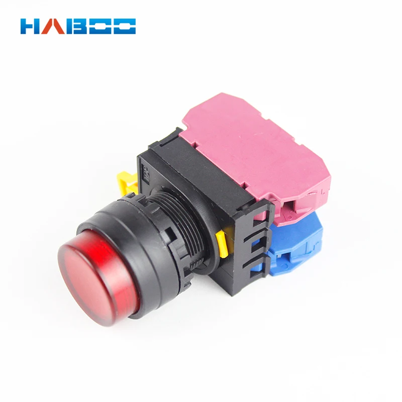

factory directly HABOO 22mm series latching push button switch 10pcs/lot on-off high head switch various color 10A 600V