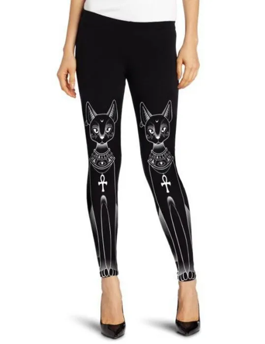 

2017 Tenths adventure time punk rock Harajuku black milk push up fitness sexy 3d print Egypt moon night cat women leggings