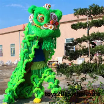 

Lion mascot Dance Costume wool Southern Lion Chinese Folk art For two adultsClothing Advertising Carnival Halloween Christmas