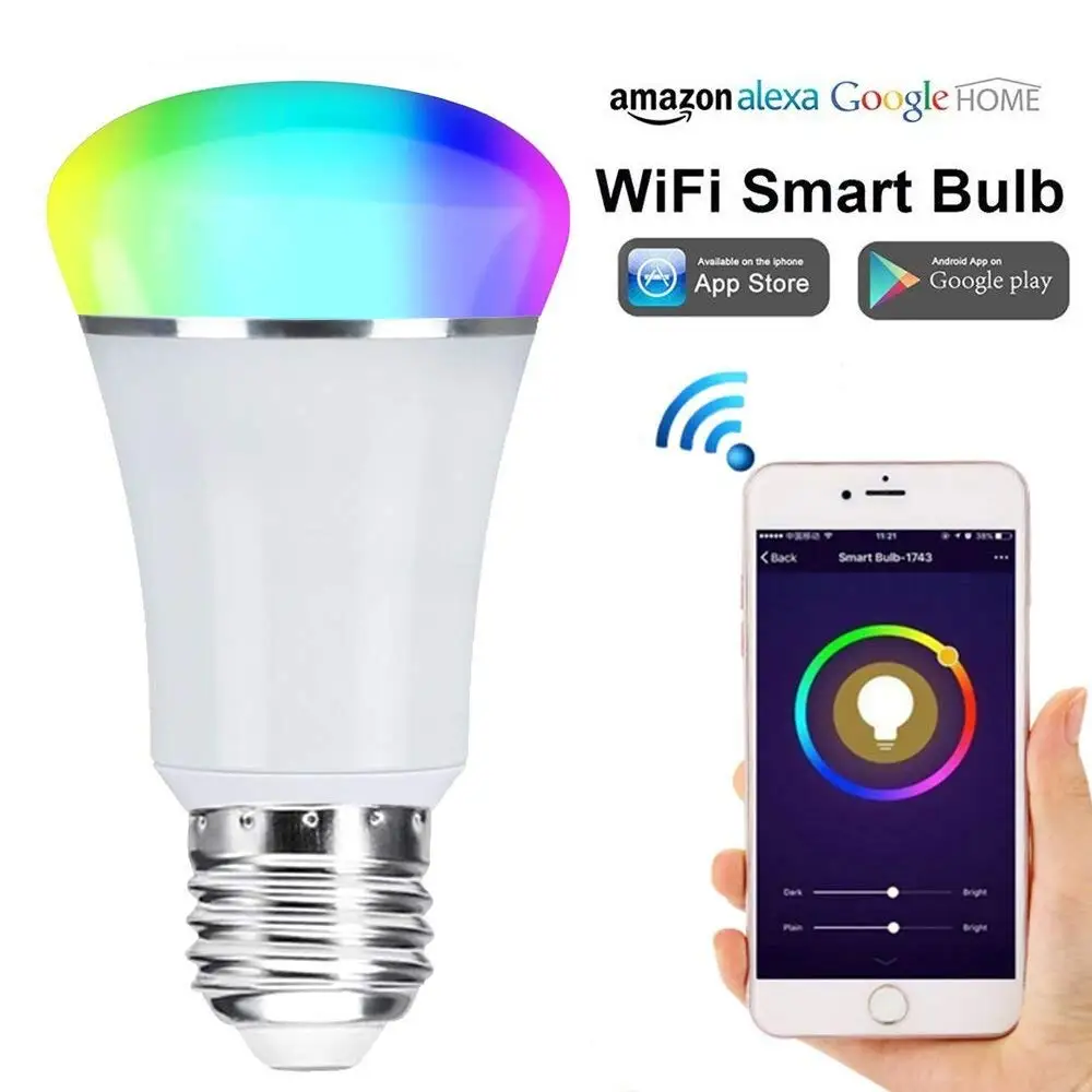 

Smart WiFi LED Bulb Multicolored Light E27 Remote App Control Dimmable Light Sunrise Light Work with Amazon Alexa Google Home