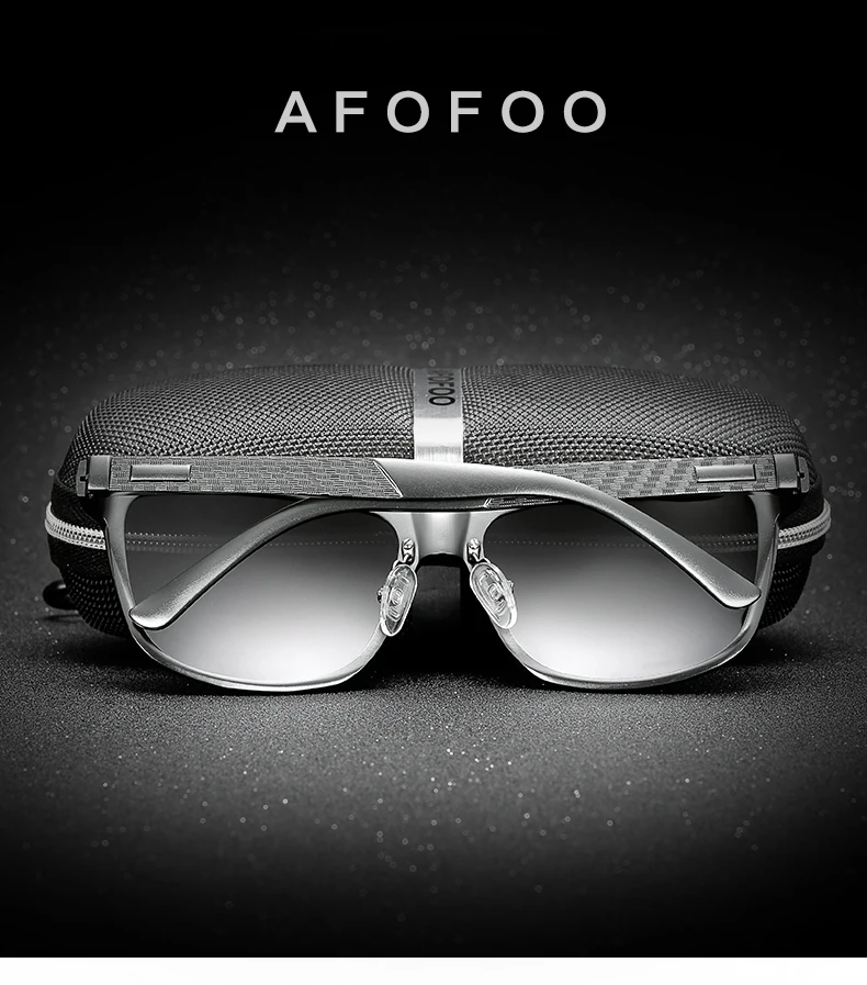 AFOFOO Aluminum Magnesium Mens Polarized Sunglasses Brand Design Square Men Driving Sun glasses Male UV400 Shades Eyewear
