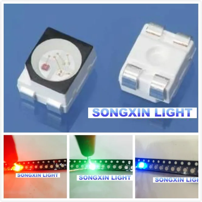 200 шт. 3528 RGB мощность Топ 1210 3528 SMD SMT PLCC-2 светодиодный красный зеленый синий светильник светодиод RGB