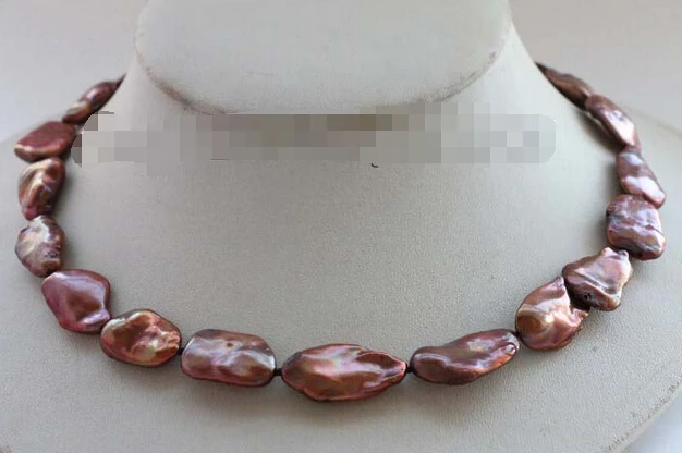 

FREE SHIPPING>>>@@ > 17" Genuine Natural 23mm Lavender Reborn Keshi Pearl Necklace #f2473!^^^@^Noble style Natural Fine jewe &