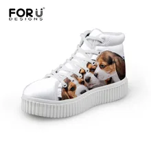 Классические белые женские туфли на платформе; узор с милыми собачками; Женская Повседневная дышащая обувь с высоким берцем; женская обувь на толстой подошве; sapatos femininos