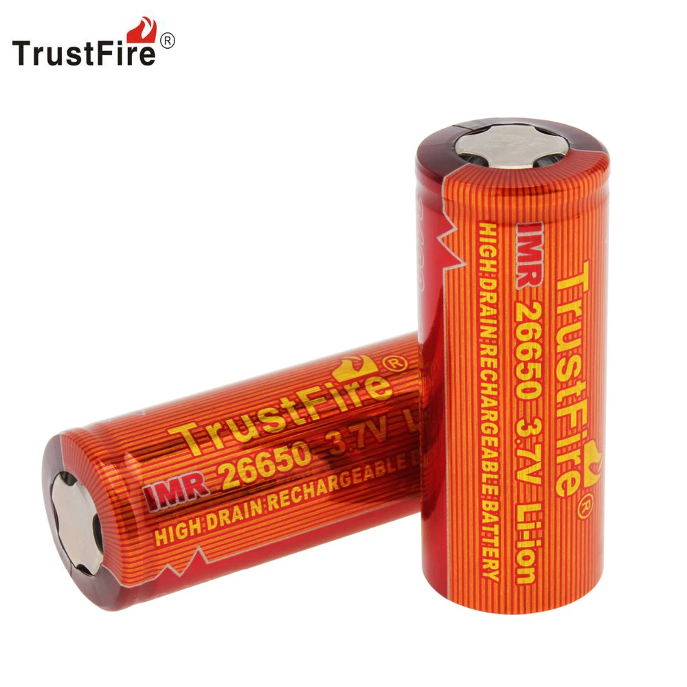 

TrustFire Genuine 3.7V 3400mAh 26650 IMR Lithium Battery 26650 High Rechargeable Li-ion Power Battery for Flashlight E-Cigarette