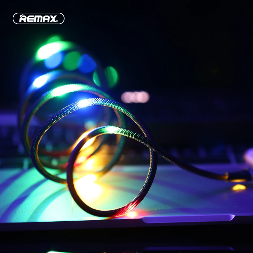 

Remax LED Glowing Flowing USB Cable 2.1A Fast Charging Cable for iPhone Xs max XR X 8 7 6 8s 7s 6s plus 5s Charge Wire Cord