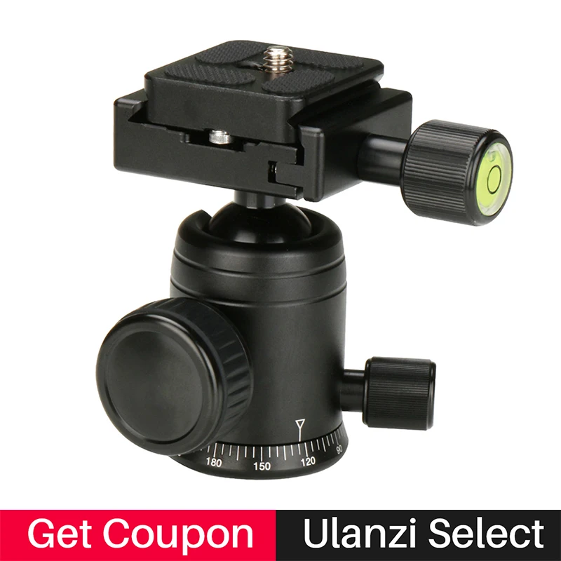 

Ulanzi Aluminum Tripod Head Ball Head with Quick Release Plate 1/4" Screw for Track Dolly Slider Video Stabilizer Rail System