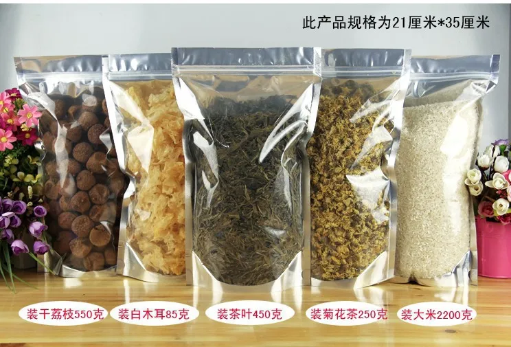 60Pcs Aluminum Food Moisture proof Bags,Clear Bags Stand Up Pouch, Flat