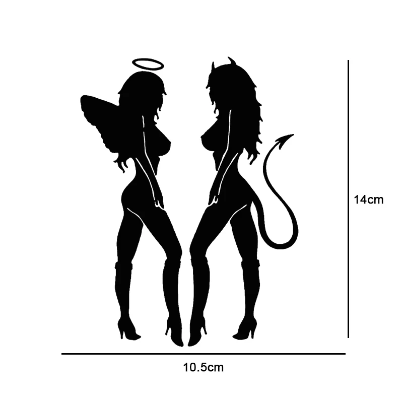 10.514cm Car Sticker ANGEL DEVIL Sexy Girl fun Personality Sticker On Car Funny 3D Decal Motorcycle Vinyl Stickers Car Styling (6)