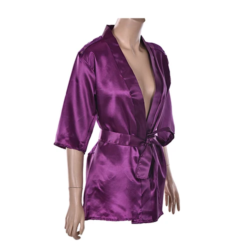 Черное фиолетовое сексуальное женское белье, шелковое кружевное черное кимоно, интимная одежда для сна, ночная сорочка