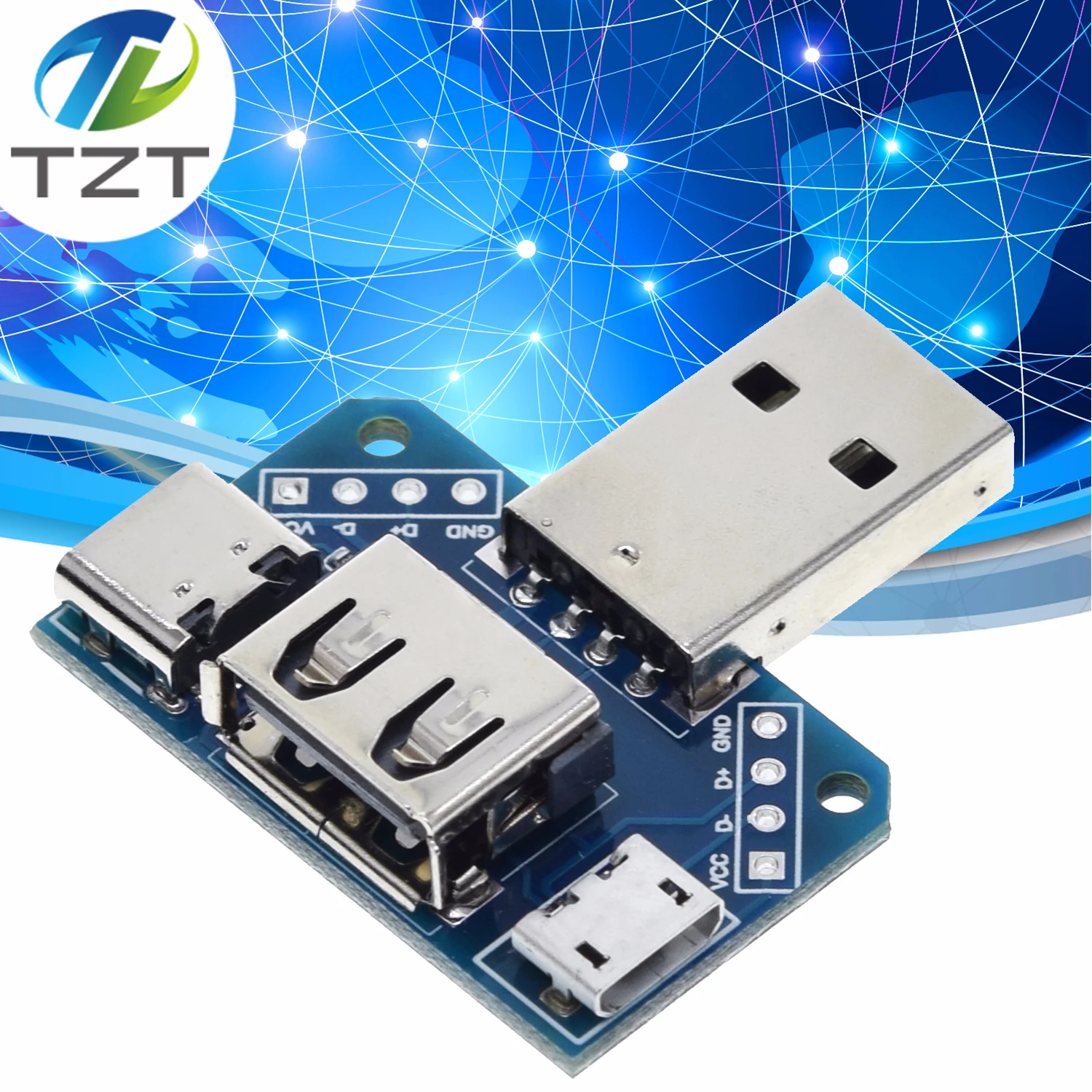 

USB Head Switchboard Male USB Connector to Type-c Micro Female USB 2.54-4P transfer test board USB adapter plate XY-USB4